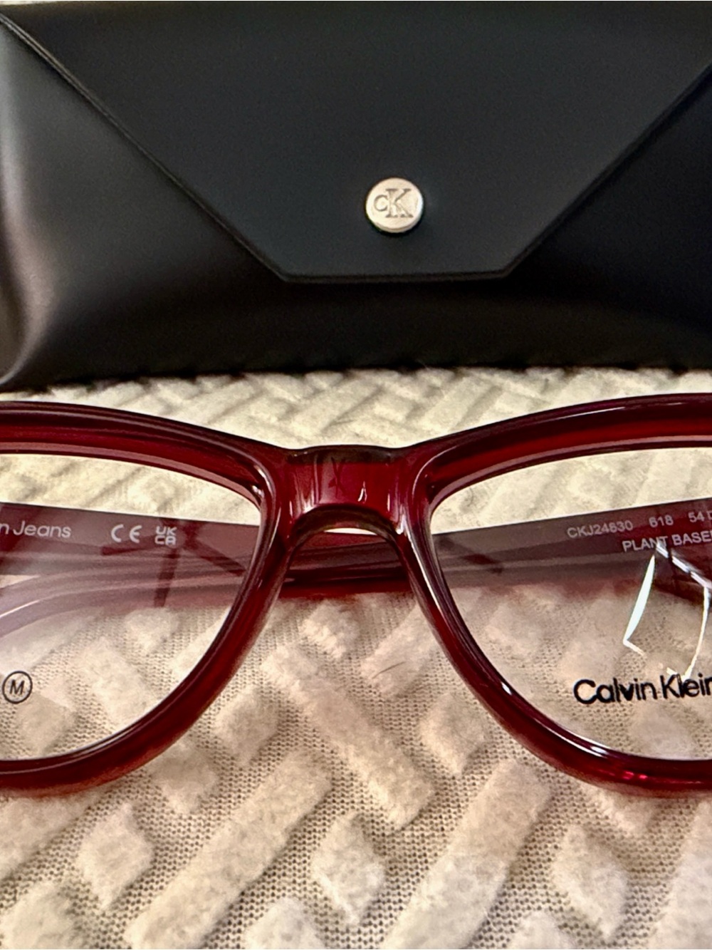 Calvin Klein Jeans Women's Glossy Burgundy Optical Glasses - Picture 4 of 8
